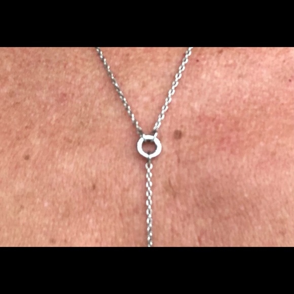 LOFT Loop & Leaf Drop Necklace in Silver - Picture 3 of 7